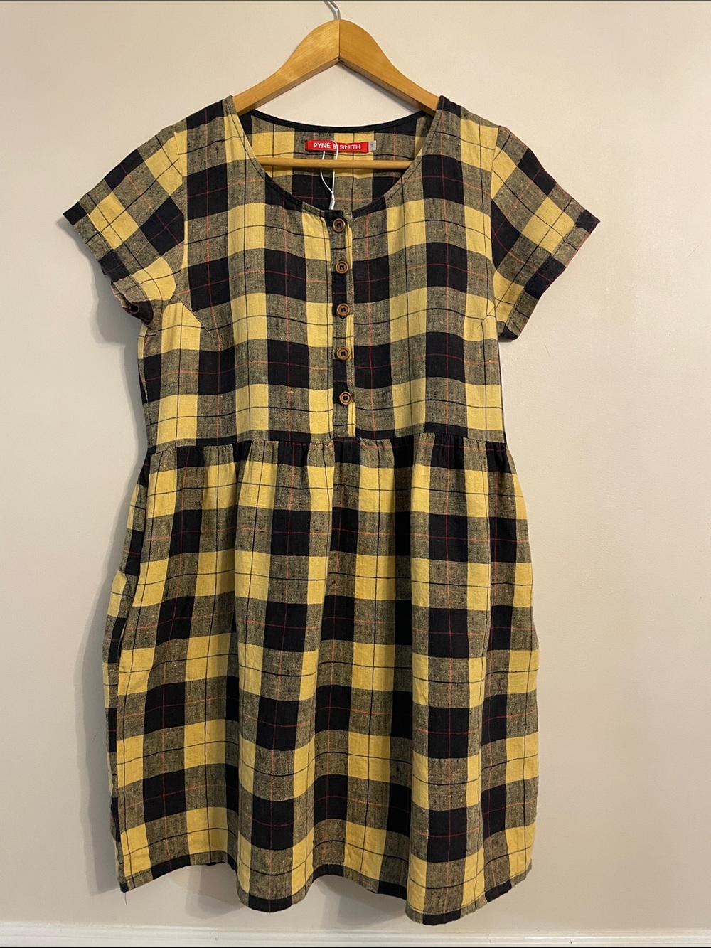 Pyne & Smith Plaid Linen Dress - Size M